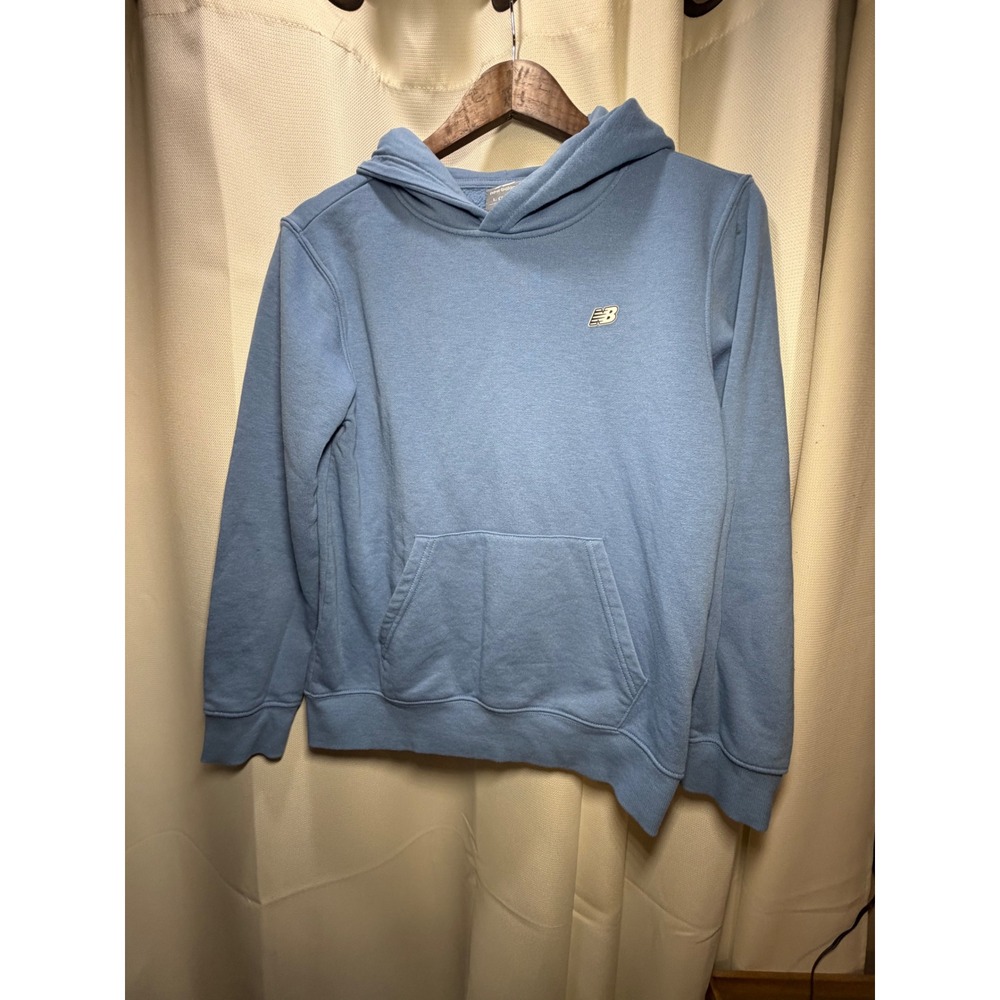 New Balance Boys Essentials Hoodie Light Blue Pullover Sweatshirt L 14/16